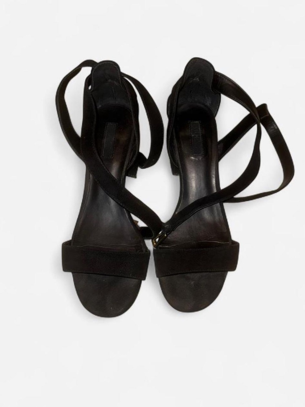 Guess Black Suede Ankle Wrap Heeled Pumps